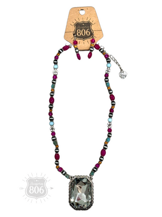 Burnished  bead and rhinestone necklace set