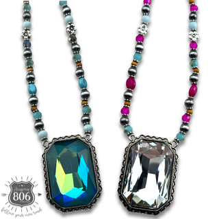 Burnished  bead and rhinestone necklace set