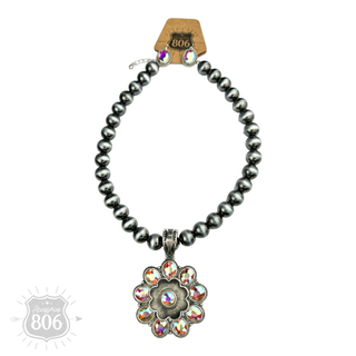 Western flower, silver bead necklace set