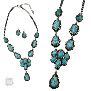 Western stone concho necklace set