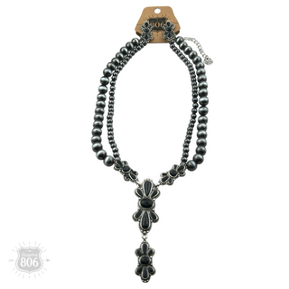 Western style burnished butterfly Y necklace set