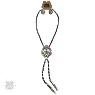 Western bolo style burnished pearl necklace set