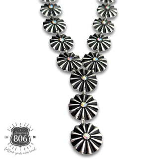 Starburst concho Y with iridescent rhinestones necklace and earring set