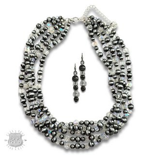 Five strand burnished pearl necklace set