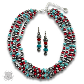 Five strand burnished pearl necklace set