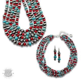 Five strand burnished pearl necklace set
