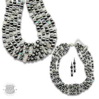 Five strand burnished pearl necklace set
