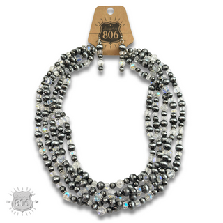 Five strand burnished pearl necklace set