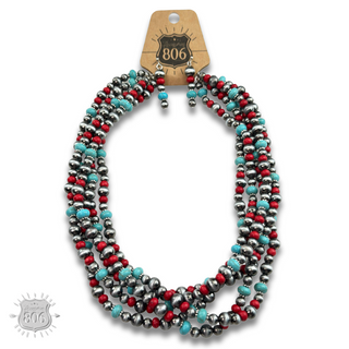 Five strand burnished pearl necklace set