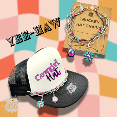 Multi-color bead hat chain with charms