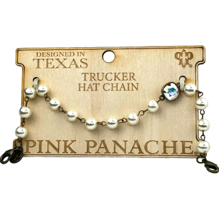 Trucker hat pearl bead chain with Austrian crystal