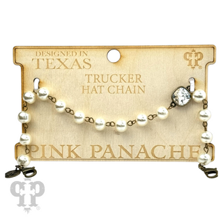 Trucker hat pearl bead chain with Austrian crystal