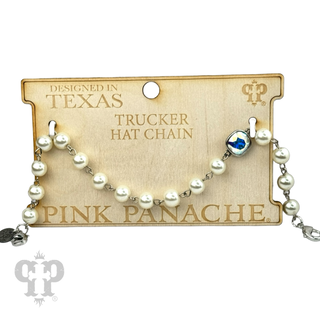 Trucker hat pearl bead chain with Austrian crystal