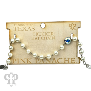 Trucker hat pearl bead chain with Austrian crystal