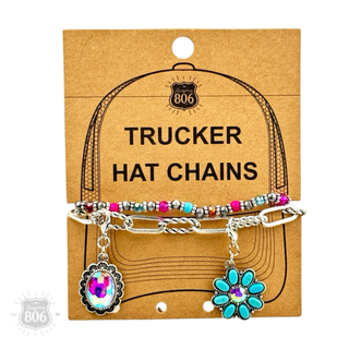 Multi-color bead hat chain with charms
