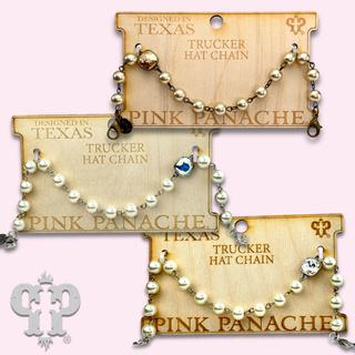 Trucker hat pearl bead chain with Austrian crystal
