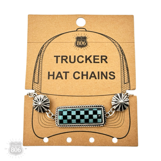 Checkerboard charm trucker hat chain