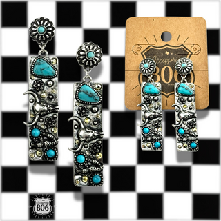 Western rectangle drop earring