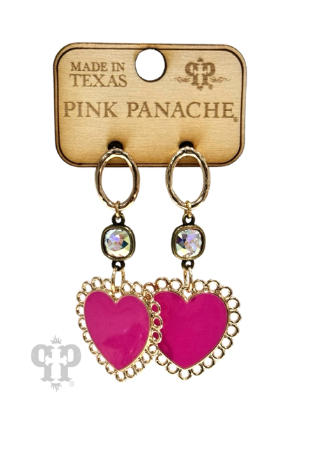 Enamel heart earring with Austrian crystal