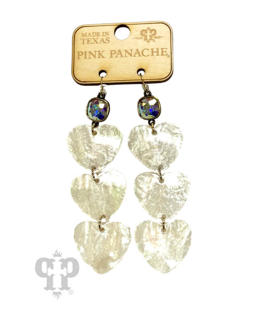 Triple acrylic heart earring, Austrian crystal