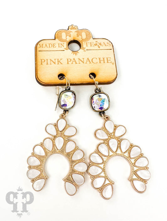Squash blossom earring with Austrian crystal