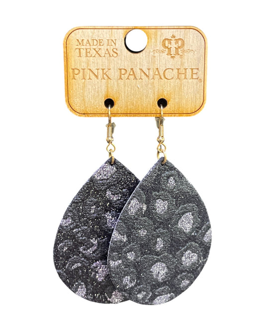 Black and silver print teardrop earring, last call