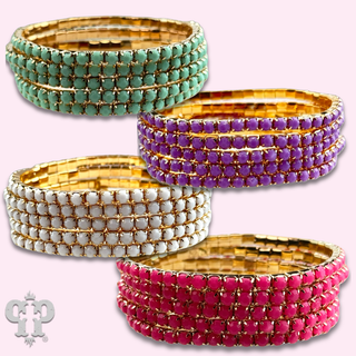Prong set rhinestone bead bracelet