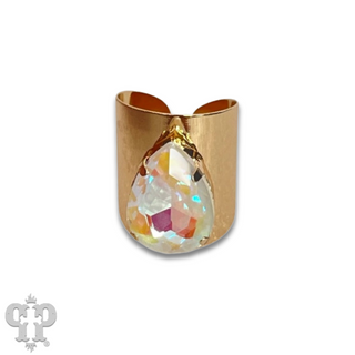 Rhinestone teardrop adjustable base ring