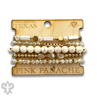 White stone, crystal and gold bead bracelet