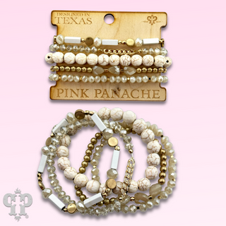 White stone, crystal and gold bead bracelet