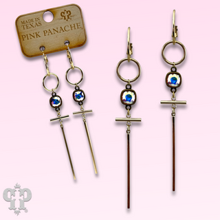 Gold modern cross earring