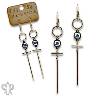 Gold modern cross earring