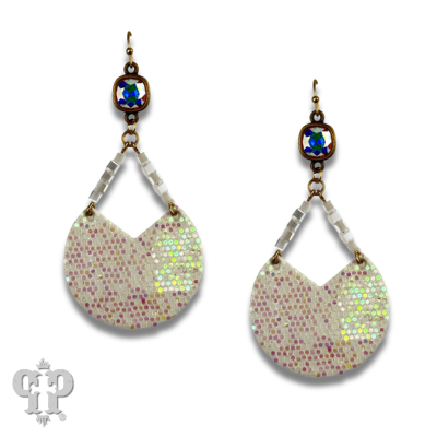 Iridescent disc earring, Austrian crystal