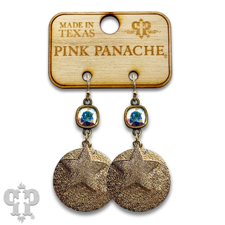 Gold star and disc earring, Austrian crystal