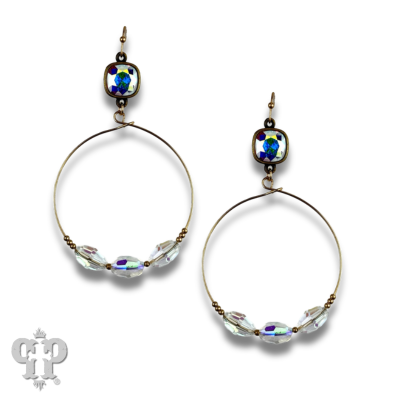 Faceted oval bead earring with Austrian crystal