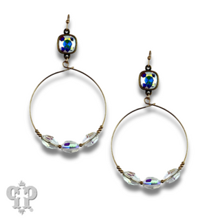 Faceted oval bead earring with Austrian crystal