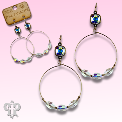 Faceted oval bead earring with Austrian crystal