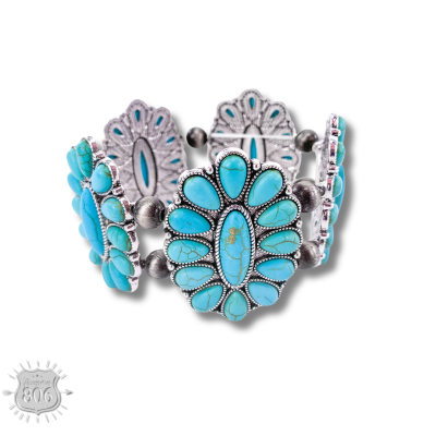 Western oval flower stretch bracelet