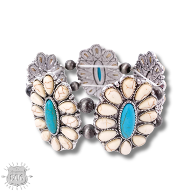 Western oval flower stretch bracelet