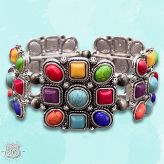Square stone concho bracelet