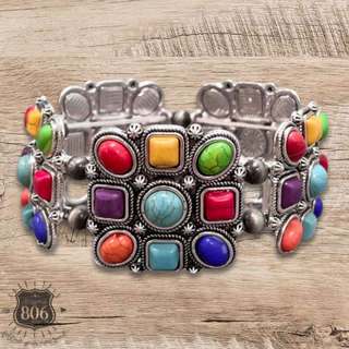 Square stone concho bracelet - LC