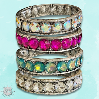 Rhinestone studded stretch bracelet