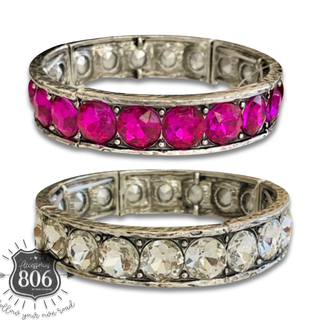 Rhinestone studded stretch bracelet