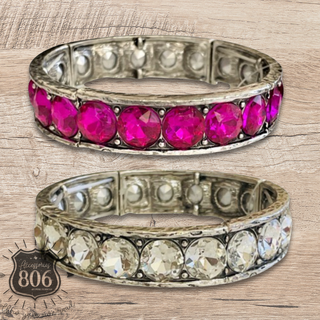Rhinestone studded stretch bracelet