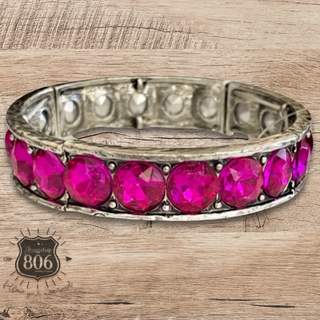 Rhinestone studded stretch bracelet