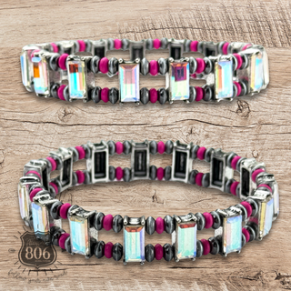 Rhinestone and burnished bead bracelet