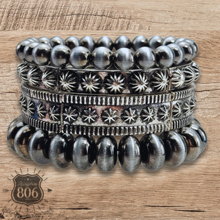 Silver cuff bracelet set
