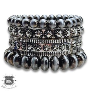 Silver cuff bracelet set