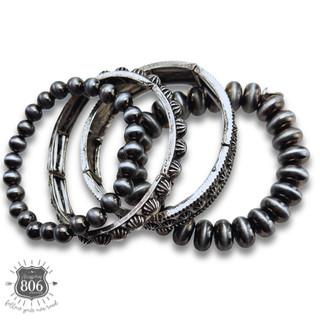 Silver cuff bracelet set