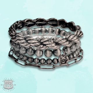 Western burnished metal bracelet set